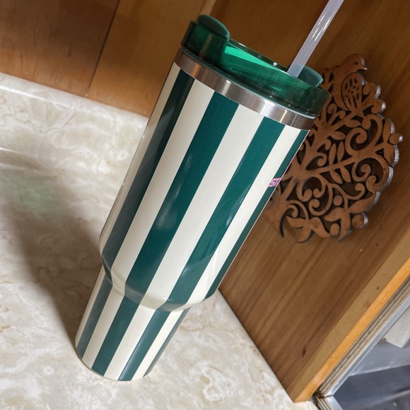 Stanley X Oasis Flowstate Quencher H2.0 Tumbler 40oz Green Cabana Stripe USED - Picture 6 of 11